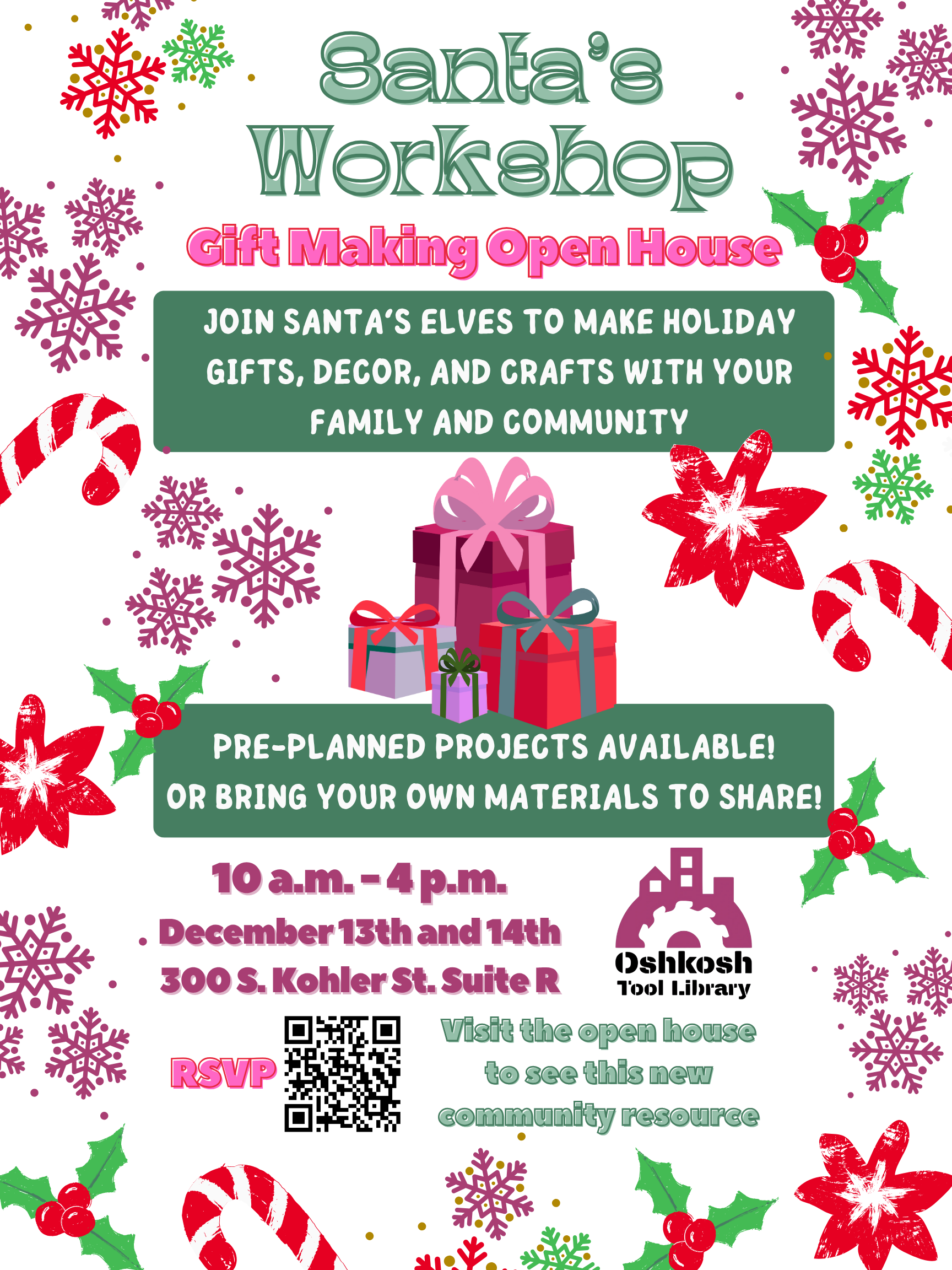 Poster of Oshkosh Tool Library Santa's Workshop Gift Making Open House